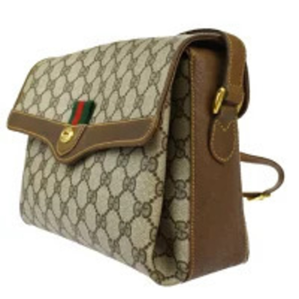Gucci Leather Bag Interlocking Brown Sherry GG Green Red Shoulder Green Red
